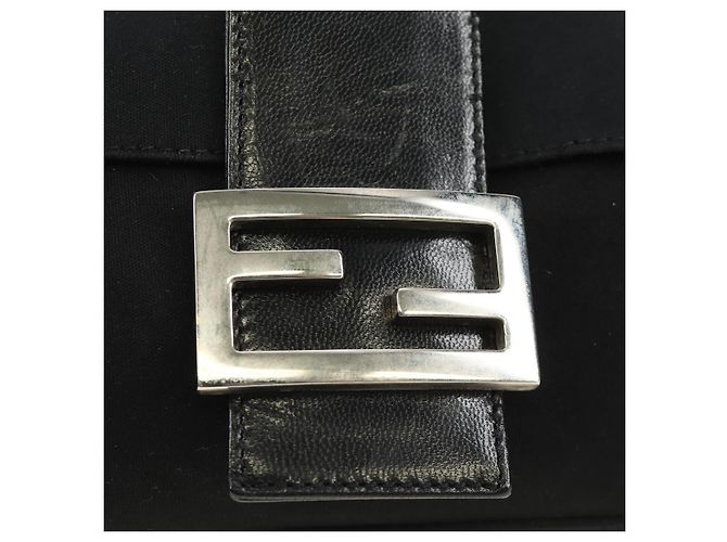 FENDI Mamma Baguette Shoulder Bag Cotton Jersey Black Silver - vista 16