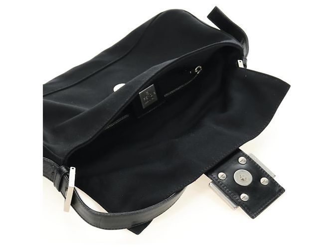 FENDI Mamma Baguette Shoulder Bag Cotton Jersey Black Silver - vista 17