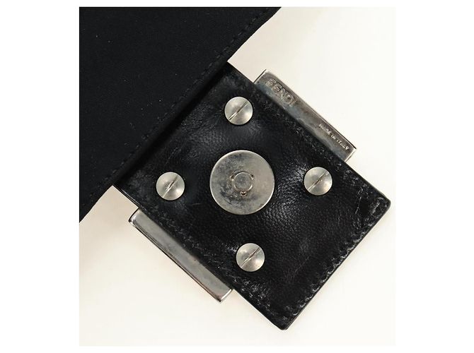 FENDI Mamma Baguette Shoulder Bag Cotton Jersey Black Silver - vista 18
