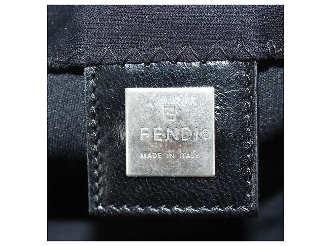 FENDI Mamma Baguette Shoulder Bag Cotton Jersey Black Silver - vista 19