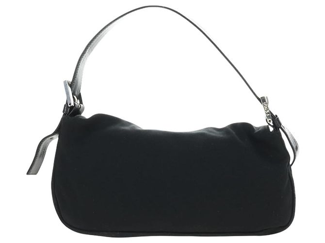 FENDI Mamma Baguette Shoulder Bag Cotton Jersey Black Silver - vista 3