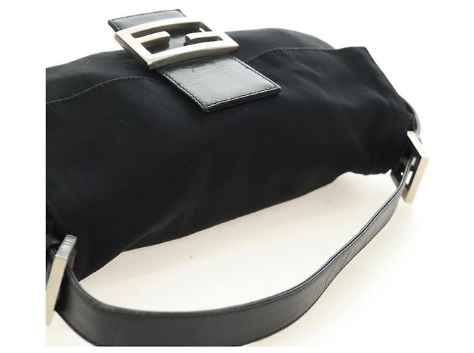FENDI Mamma Baguette Shoulder Bag Cotton Jersey Black Silver - vista 6