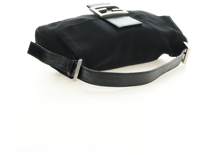 FENDI Mamma Baguette Shoulder Bag Cotton Jersey Black Silver - vista 7