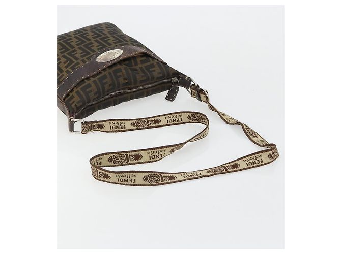 FENDI Zucca Canvas Shoulder Bag Black Brown - vista 11