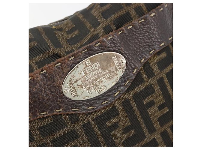 FENDI Zucca Canvas Shoulder Bag Black Brown - vista 19
