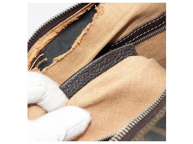FENDI Zucca Canvas Shoulder Bag Black Brown - vista 29