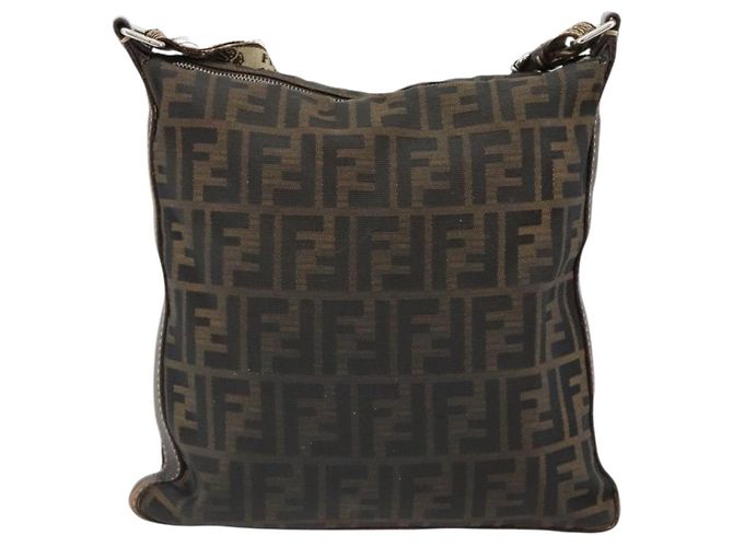 FENDI Zucca Canvas Shoulder Bag Black Brown - vista 3