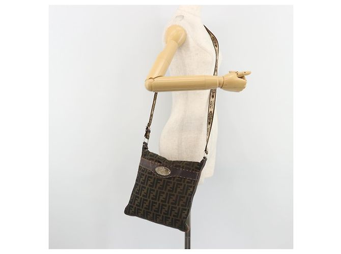 FENDI Zucca Canvas Shoulder Bag Black Brown - vista 30