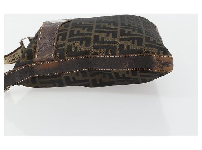 FENDI Zucca Canvas Shoulder Bag Black Brown - vista 5