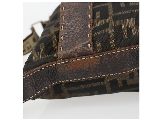 FENDI Zucca Canvas Shoulder Bag Black Brown - vista 6