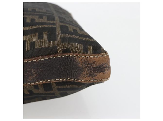 FENDI Zucca Canvas Shoulder Bag Black Brown - vista 7