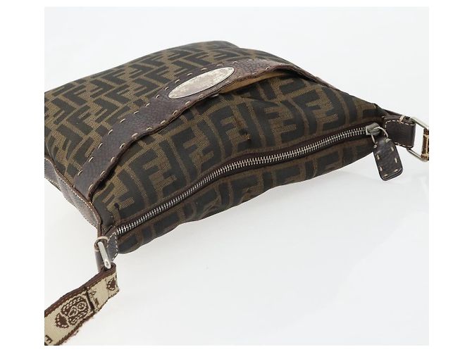 FENDI Zucca Canvas Shoulder Bag Black Brown - vista 8