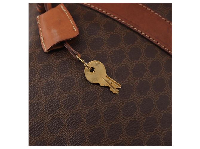 Céline CELINE Macadam Canvas Boston Bag PVC Leather Brown Gold - vista 15