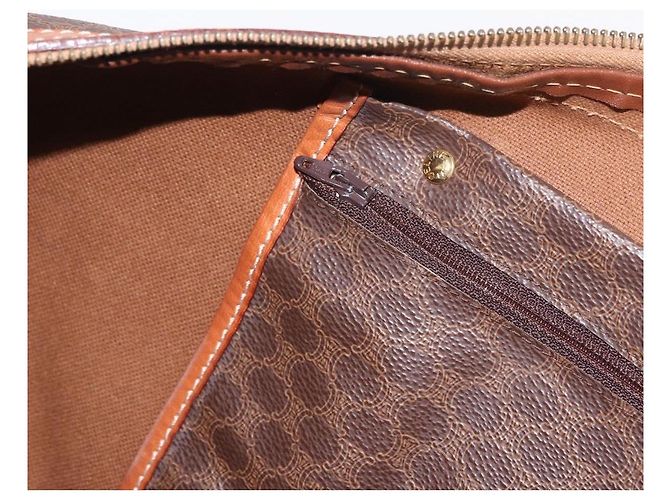 Céline CELINE Macadam Canvas Boston Bag PVC Leather Brown Gold - vista 21
