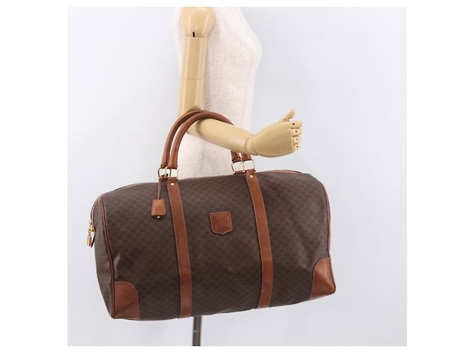 Céline CELINE Macadam Canvas Boston Bag PVC Leather Brown Gold - vista 24