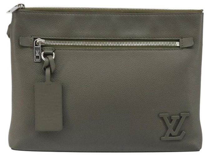 LOUIS VUITTON Takeoff Pouch Clutch Bag Leather Gray M81735 LV - vista 13