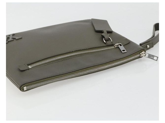 LOUIS VUITTON Takeoff Pouch Clutch Bag Leather Gray M81735 LV - vista 5