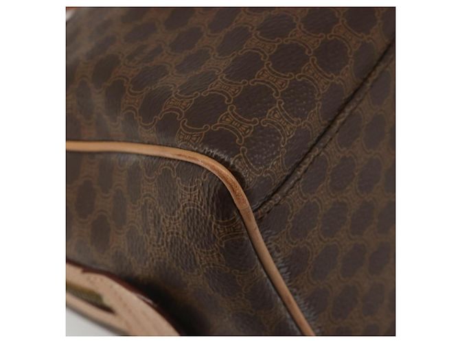 Céline CELINE Macadam Canvas Boston Bag PVC Leather Brown Gold - vista 13