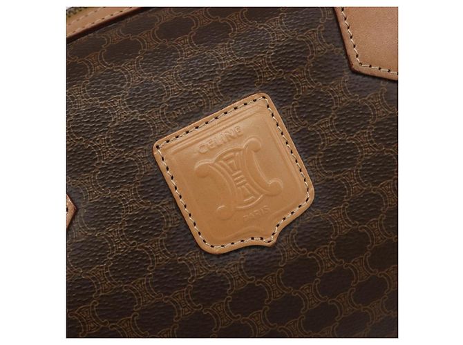 Céline CELINE Macadam Canvas Boston Bag PVC Leather Brown Gold - vista 16
