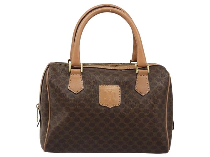 Céline CELINE Macadam Canvas Boston Bag PVC Leather Brown Gold - vista 2