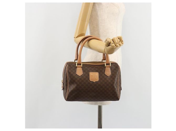 Céline CELINE Macadam Canvas Boston Bag PVC Leather Brown Gold - vista 23