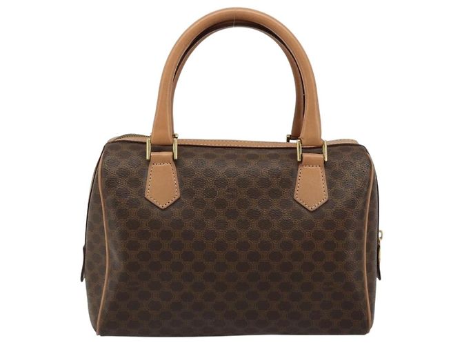 Céline CELINE Macadam Canvas Boston Bag PVC Leather Brown Gold - vista 3