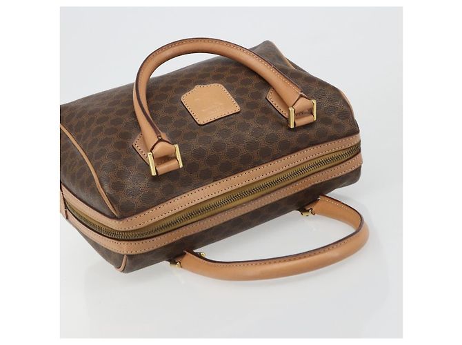 Céline CELINE Macadam Canvas Boston Bag PVC Leather Brown Gold - vista 6