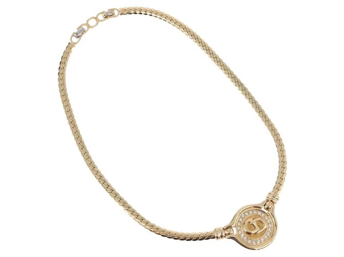 Christian Dior Strass-Halskette Metall Gold - Ansicht 2