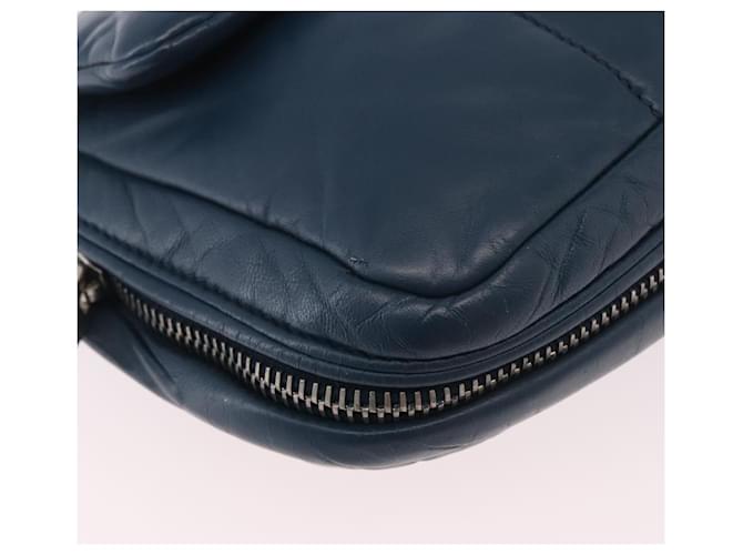 PRADA Chain Shoulder Bag Leather Blue Silver - vista 14