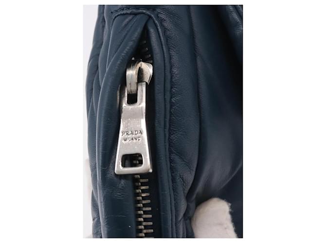 PRADA Chain Shoulder Bag Leather Blue Silver - vista 18