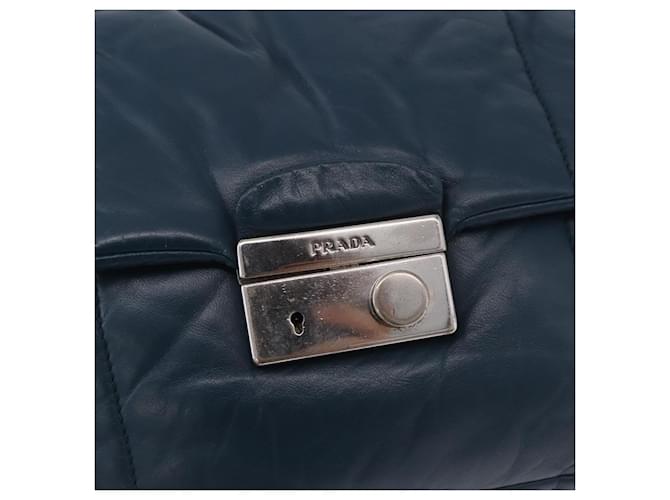 PRADA Chain Shoulder Bag Leather Blue Silver - vista 19