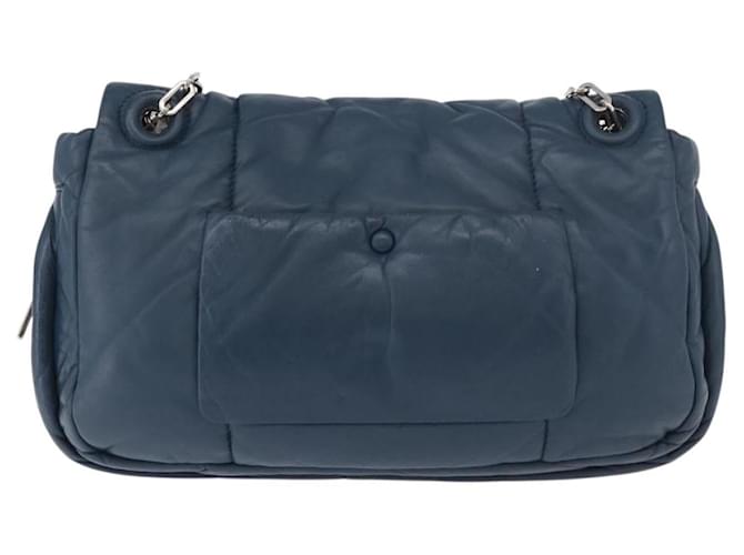 PRADA Chain Shoulder Bag Leather Blue Silver - vista 2