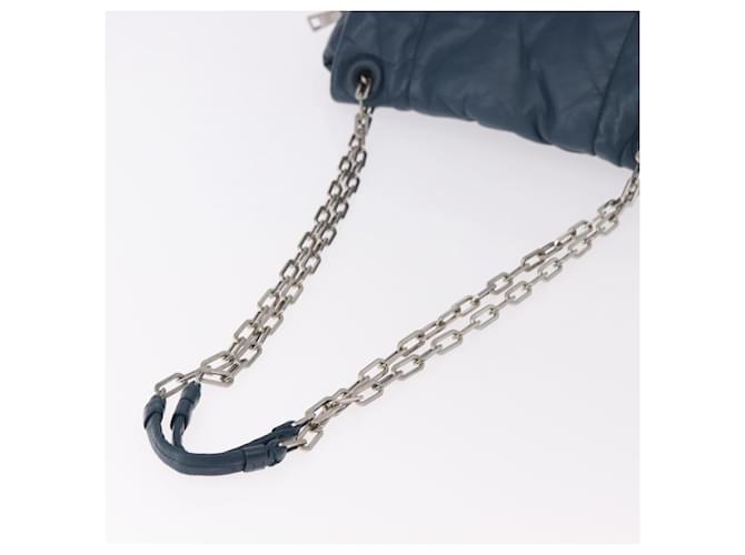 PRADA Chain Shoulder Bag Leather Blue Silver - vista 7