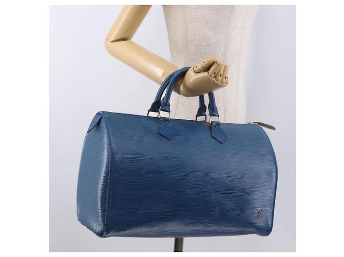 LOUIS VUITTON Epi Speedy 35 Hand Bag Toledo Blue M42995 LV - vista 23