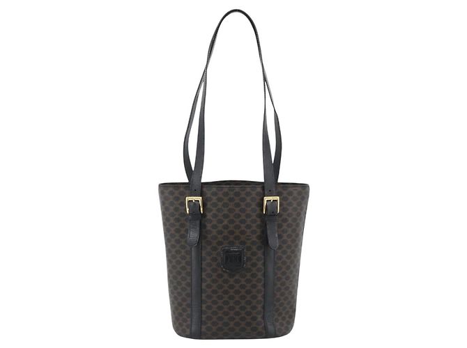 Céline CELINE Macadam Canvas Tote Bag PVC Leather Black Gold - vista 2