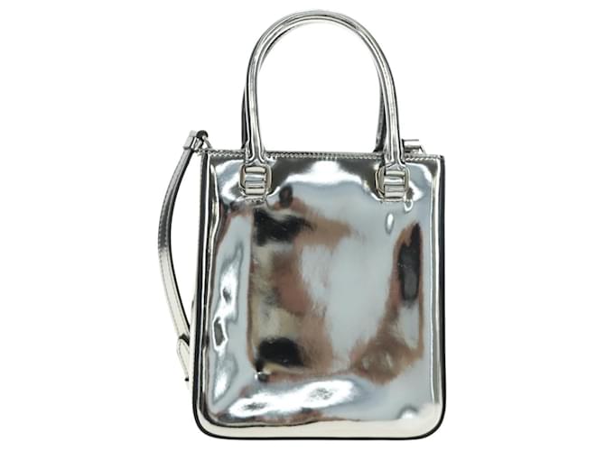 PRADA Hand Bag Patent Leather 2way Silver - vista 2