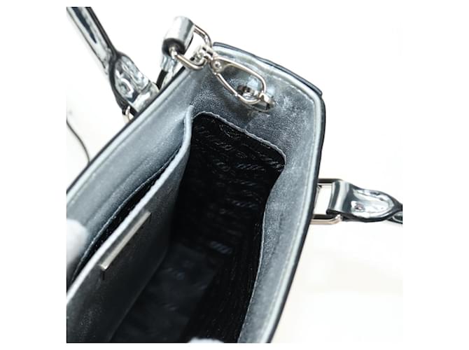 PRADA Hand Bag Patent Leather 2way Silver - vista 26