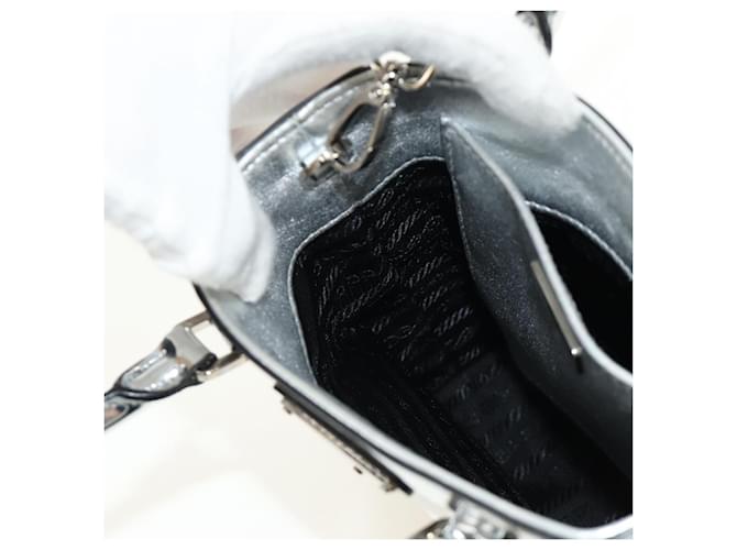 PRADA Hand Bag Patent Leather 2way Silver - vista 27