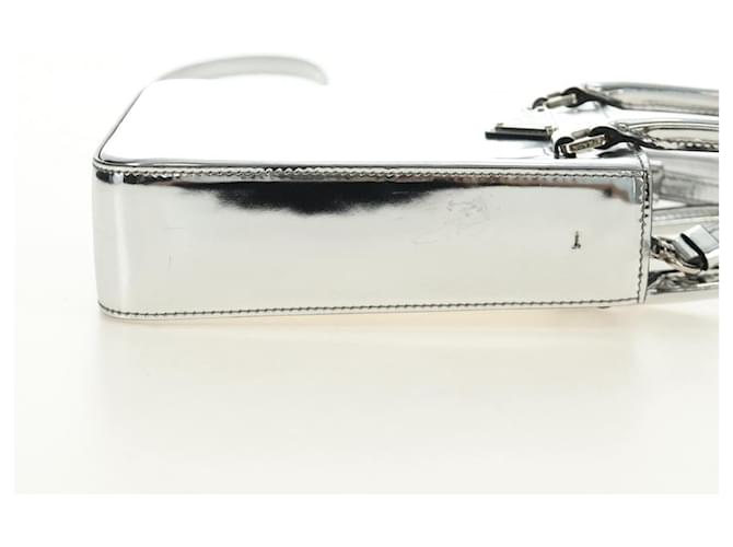PRADA Hand Bag Patent Leather 2way Silver - vista 4
