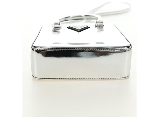 PRADA Hand Bag Patent Leather 2way Silver - vista 7