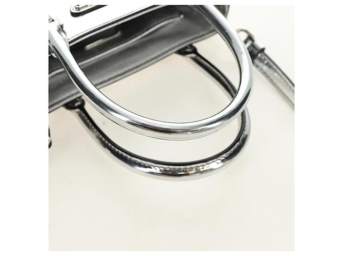 PRADA Hand Bag Patent Leather 2way Silver - vista 8
