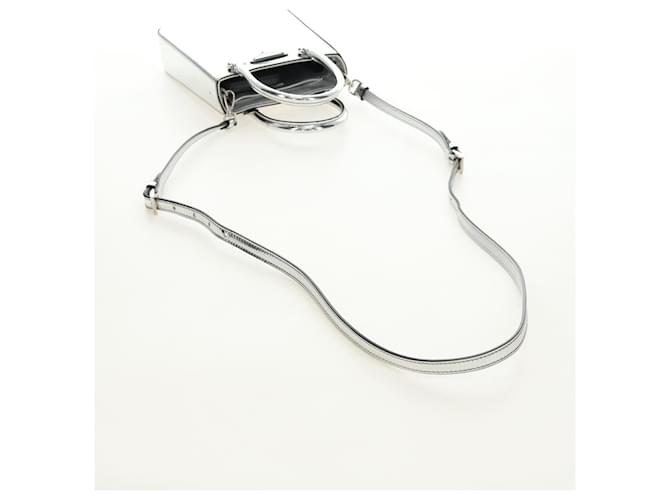 PRADA Hand Bag Patent Leather 2way Silver - vista 9