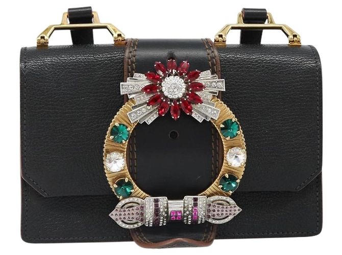 Miu Miu Shoulder Bag Leather Black Gold - vista 13