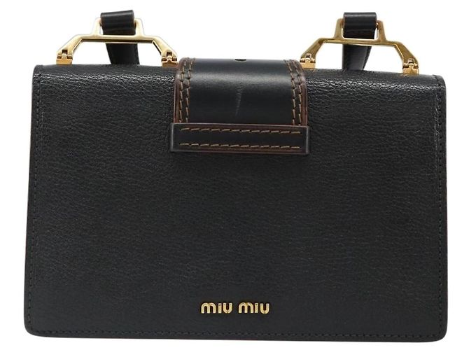 Miu Miu Shoulder Bag Leather Black Gold - vista 2