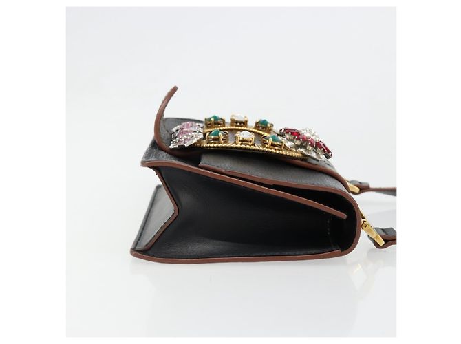 Miu Miu Shoulder Bag Leather Black Gold - vista 3