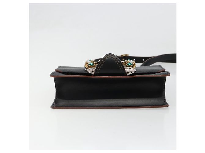 Miu Miu Shoulder Bag Leather Black Gold - vista 5