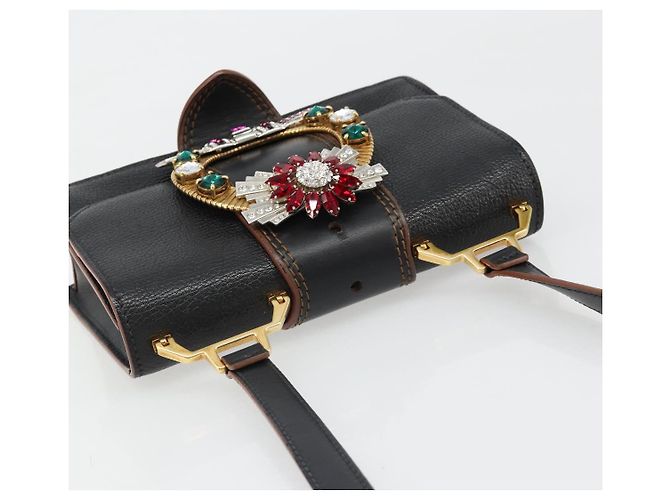 Miu Miu Shoulder Bag Leather Black Gold - vista 6