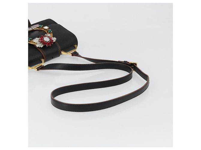 Miu Miu Shoulder Bag Leather Black Gold - vista 7