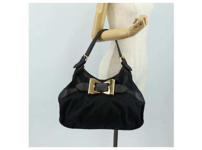 GUCCI GG Canvas Shoulder Bag Black Gold 189884 - vista 24