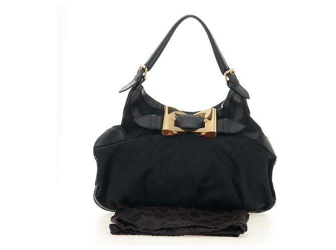 GUCCI GG Canvas Shoulder Bag Black Gold 189884 - vista 25